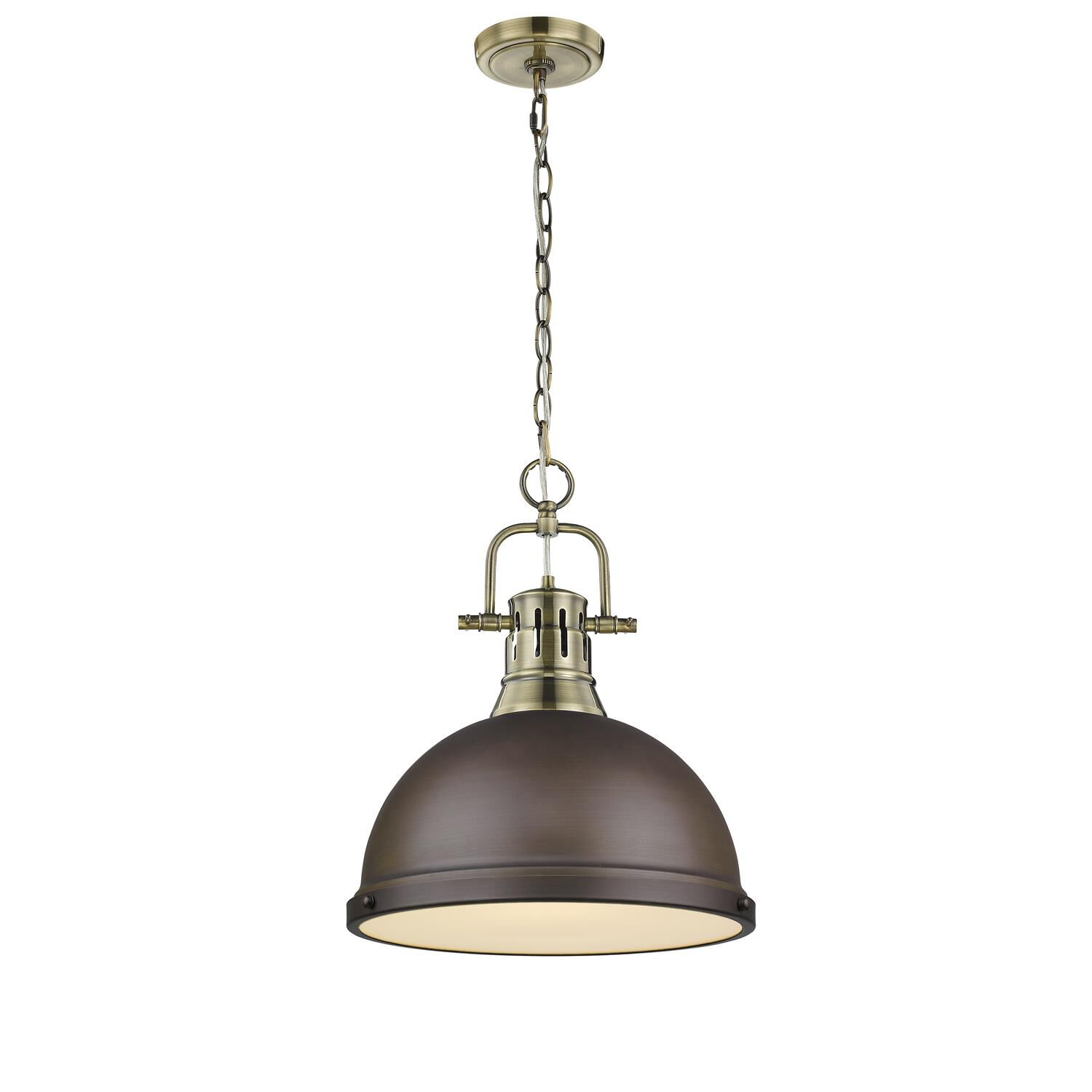 Shown in Aged Brass finish and Rubbed Bronze shade